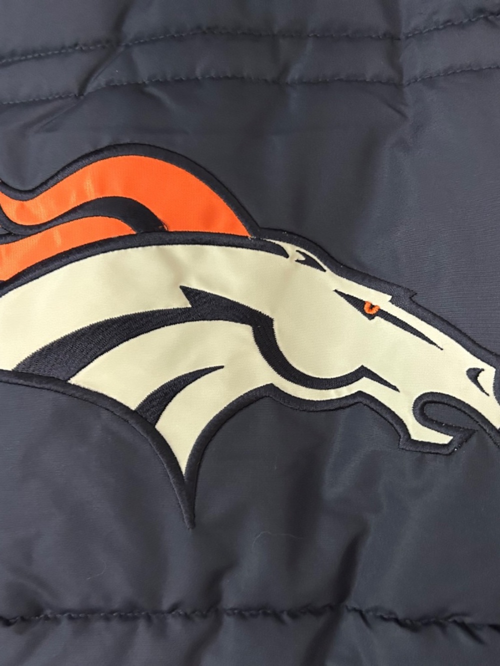 NWT Vintage Reebok NFL Denver Broncos Youth XL Puffer Jacket Coat Navy Orange - Picture 8 of 13
